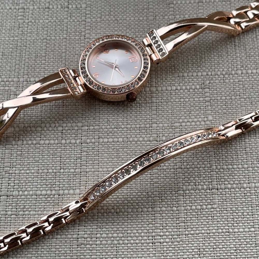 FMD Women Wristwatch Rose Gold Tone Quartz Watch W/ Bracelet w/ Box - Picture 5 of 12